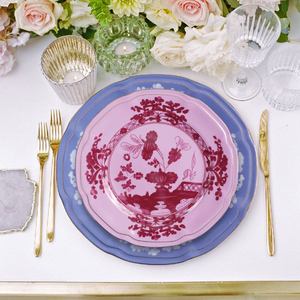 Assiettes de Présentation Luxe Rose Ondulées pour Mariage, Bord Doré, Grandes - Product Image 6