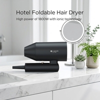 Sèche-cheveux ionique EASTON 1800W pliable noir mat homologué CE CB GCC pour chambre d'hôtel