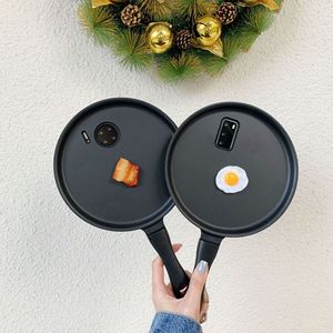 Divertente padella creativa con pancetta di maiale e uova adatto per iPhone 16 15 14 pro max custodia per cellulare anticaduta - Product Image 3