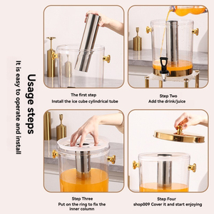 Distributeur de <span class=keywords><strong>jus</strong></span> 8L en gros avec base dorée, <span class=keywords><strong>machine</strong></span> à <span class=keywords><strong>jus</strong></span> double usage pour hôtels, équipement de restauration avec couvercle et robinet - Product Image 6