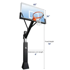 60" Fixed In-ground Basketball Hoops Hot Dip Process Outdoor Rust Prevention