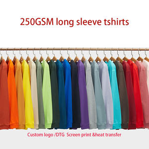 EVER カスタムロゴ 厚手250gコットンTシャツ プラスサイズ クルーネック 長袖 リブ袖 太畝 ブラウンパープルカラー - Product Image 2