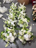 Realistische Hochwertige Seiden-Kunstblumenkugeln Rosa & Grüne Rosensträuße Tischdekoration für Hochzeiten