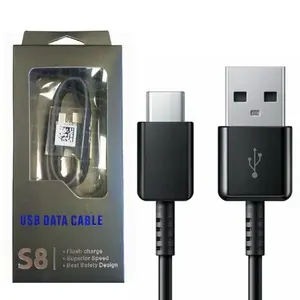 USB tipo C 1,2 M 2A Cable de cargador rápido Línea de fecha para Samsung Galaxy S8 S8 Plus con caja de venta al por menor - Product Image 1