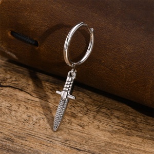 Wholesale Stainless Steel <b>Hoop</b> <b>Earrings</b> Dagger Pendant <b>Earring</b> Jewelry - Product Image 1