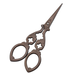 Retro <b>Style</b> Portable Scissors Stainless Steel Tea Plated Titanium Straight <b>Head</b> Home Use Tailor Scissors Mini Size For Loose - Product Image 3