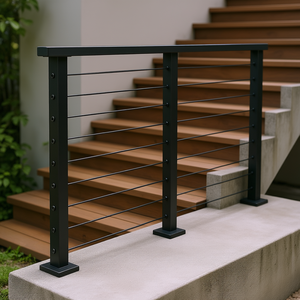 Kit de garde-corps à câbles 6,5 pi 35 pouces de hauteur en acier inoxydable noir mat découpable pour escalier extérieur/intérieur, conception droite - Product Image 2