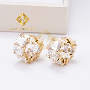 Pendientes de Diamantes de Laboratorio HPHT Personalizados, Oro Sólido de 10K, 10 Quilates, Diamantes Cultivados en Laboratorio, Corte Esmeralda, Pendientes de Aro - Product Image 6