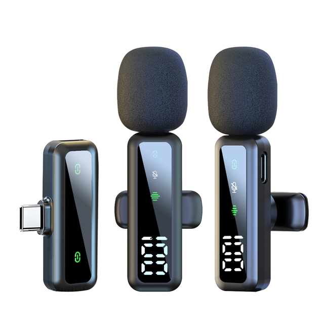 T20 Portable Mini Lapel Microphone Noise Cancelling Feature Wireless Lavalier Mic for Phone Ipad YouTube TikTok Type C Connector