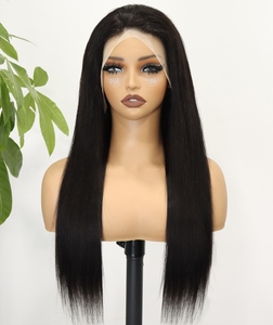 Compra a granel Pelucas delanteras de encaje Hueso Recto HD Peluca frontal de encaje Pelucas de cabello humano de color natural largo para mujeres negras 280 Densidad - Product Image 4