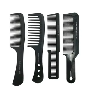 Peine profesional de dientes finos de fibra de carbono negro-Peine de corte antiestático para peluquería y barberías de precisión - Product Image 1