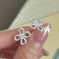 Ada Schmuck S925 Sterling Silber Pendientes De Joyeria Fina Koreanische Trendige Modische Damen Einfache Blumen-Ohrstecker