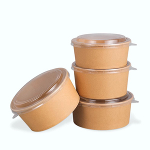 Bát salad giấy kraft. Vòng thân thiện với môi trường phân hủy sinh học hộp salad với nắp tùy chỉnh <span class=keywords><strong>container</strong></span> thực phẩm giá rẻ giá - Product Image 5