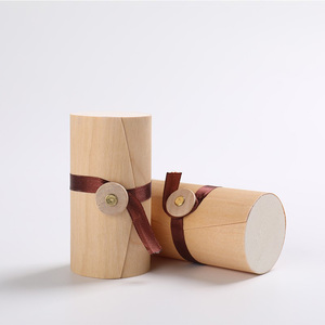 Boîte d'emballage cylindrique en bois de <span class=keywords><strong>bouleau</strong></span> à placage de peau souple, tube rond, pour bouteille de vin cadeau - Product Image 4