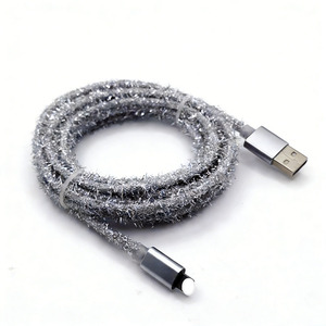 <span class=keywords><strong>Cable</strong></span> <span class=keywords><strong>de</strong></span> Carga Rápida y Transmisión <span class=keywords><strong>de</strong></span> Datos <span class=keywords><strong>de</strong></span> 20W, 1M, con Personalización BWVV, Hilo <span class=keywords><strong>de</strong></span> Lana Plateado - Product Image 3