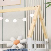 Meilleur prix Lit gigogne blanc en bois massif pour tout-petits Lit gigogne une place avec roues inférieures toit naturel