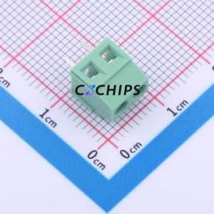 TY381-3.81-02P-14-00AH Screw Terminal Block Through hole Component (THT),P=3.81mm Connector 1x2P 3.81mm Green Through Hole - Product Image 1