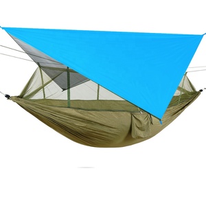 Hamac de Camping en Nylon léger, Portable, <span class=keywords><strong>avec</strong></span> <span class=keywords><strong>moustiquaire</strong></span>, sac à sangles d'arbre, tente de pluie, bâche de Compression - Product Image 4
