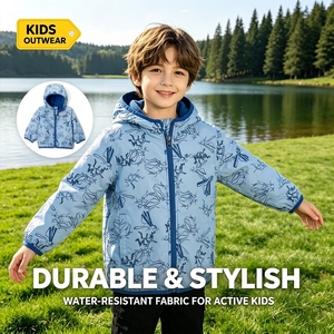 Chaqueta Impermeable con Capucha y Cremallera para Niños, Personalizada OEM, Transpirable, Resistente al Viento, de Forro Polar y Cuero PU, Unisex para Niños - Product Image 1