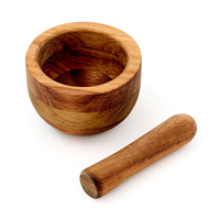 Mortier et Pilon en Bois d'Acacia "Natural House" pour Herbes, Écrase-Ail, Moulin à Café, Broyeur à Gingembre et Broyage d'Épices