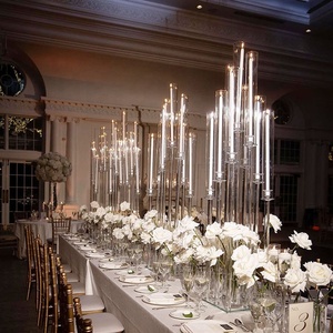 Wholesale Event Glass Shades Candlestick 9 <strong>Candles</strong> <strong>Tall</strong> Crystal Candelabra Wedding Table Decor - Product Image 2