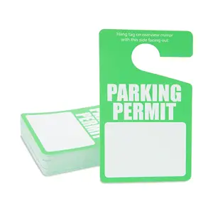 Placa colgante reutilizable para espejo retrovisor de coche, acceso de estacionamiento de PVC, color verde