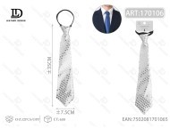 Cravatta con paillettes argentate 7,5 cm x 35 cm, accessorio classico per abbigliamento formale da lavoro - Product Image 1