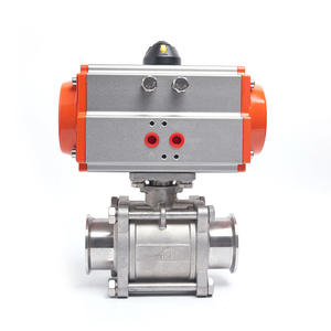 Vanne à boisseau sphérique pneumatique Dongqi en acier inoxydable 304 à installation rapide Q681F-16P, vanne d'arrêt d'urgence à collier, trois pièces - Product Image 1