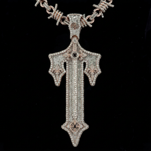 Customized Queen's Scepter Sword Pendant VVS Moissanite <b>Cross</b> Pendant Pass Diamond Test Solid Silver Heavy Pendant Jewelry - Product Image 1
