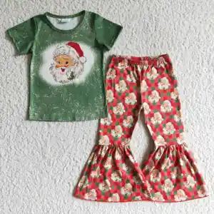 2022 Hot Selling Rts Geen Moq Boutique Kinderkleding Sets Kerstman Meisjes Kleding Kerst Baby Outfits
