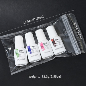 Lot de 4 pièces 10 ml : Poudre de trempage, Base liquide, Top Coat, Activateur, Saver de pinceaux pour système de gel de manucure à séchage naturel pour salon de manucure - Product Image 4