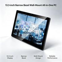 Promotion : Écran tactile capacitif industriel Linux 13,3 pouces à cadre étroit, sans ventilateur, avec processeur Intel i3/i5/i7 intégré, pour montage mural - En stock