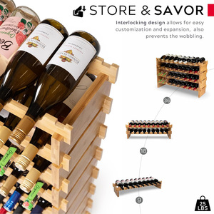 Estante para Vino de Bambú con Capacidad para 50 Botellas, Mueble para el Hogar - Product Image 4
