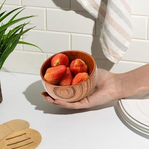 Tazones de madera YXE, 5 piezas, hechos a mano, de madera natural de jujube, redondos, para arroz, sopa, té, frutas, cereales, aptos para lavavajillas. - Product Image 3