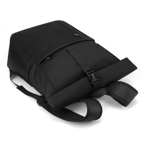 <b>Laptop</b> <b>Backpack</b> Large Capacity 20-35L Roll Top Flap Unisex Black Solid Color Business Travel <b>Backpack</b> - Product Image 4