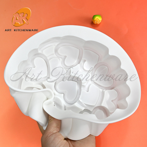 <span class=keywords><strong>AK</strong></span> Heart 3D Chocolate Mousse molde de silicona para pastel para boda helado pastel molde de silicona para hornear Pan pastelería bandeja para hornear - Product Image 4