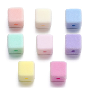 Plush Flocked Square <b>Beads</b> <b>Plastic</b> Loose <b>Beads</b> For DIY Jewelry Phone Chain Accessories - Product Image 5