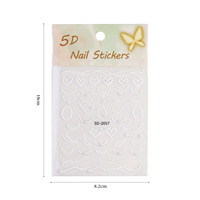 Autocollants 5D en relief TSZS Ins pour ongles, motif dentelle, chaîne, cœur, nœud, perles blanches, décorations adhésives pour faux ongles, vente en gros