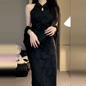 Mới Trung Quốc ăn mặc giản dị phong cách cải thiện sườn xám với hoa mẫu hai mảnh thiết lập ăn mặc Bodycon maxi Dresses - Product Image 2