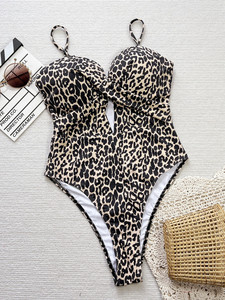 Costume da bagno intero da donna a costine con nodo frontale e cut-out, monokini modellante per il controllo della pancia, ideale per la spiaggia - Product Image 6