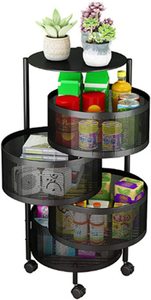 Estante de almacenamiento circular giratorio de 4 niveles, estante de almacenamiento de Metal para frutas, verduras, aperitivos, cesta de pie para cocina, Bedr - Product Image 6
