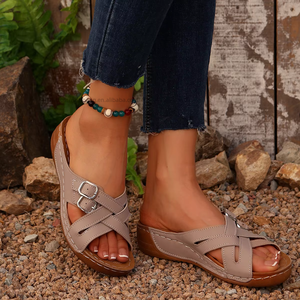 Summer New Arrival Fashion Thick Bottom Wedge Casual <b>Soft</b> Slippers Outdoor Elegant Beach Sandals Plus Size Women <b>Shoes</b> - Product Image 3