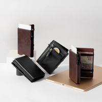 Produsen dompet Pop up kustom desainer baru pemegang kartu Mini perlindungan RFID ajaib perosotan aluminium Meksiko