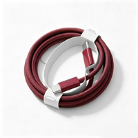 Kabel USB C Braided 60W PD Pengisian Cepat Berbahan Aluminium Alloy Warna Merah Burgundy 1m Kompatibel dengan Banyak Perangkat dengan Pin Ejector SIM
