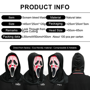 Máscara de Terror de Halloween con Diseño de Cara de Fantasma, Blanca y Sangrienta, con Capucha Negra, Accesorio de Maquillaje para Fiestas - Product Image 5