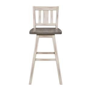 DB Solid Rubberwood 2-Piece Pub Height <b>Chair</b> Set Distressed Gray White 360-Degree <b>Swivel</b> Vertical Slat Back <b>for</b> <b>Living</b> <b>Room</b> - Product Image 2