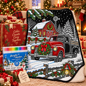 Manta de Franela Personalizable para Colorear en Navidad con Marcadores, Lavable y Reutilizable, para Niños y Familia, para las Fiestas de Invierno - Product Image 5