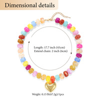 Collier personnalisé 2026, nouveau, coloré, en résine acrylique épaisse, avec perles et pendentif cœur gonflé doré, collier statement pour femme