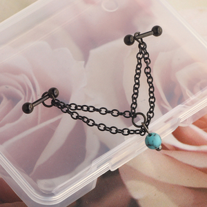 Piercing en acier inoxydable pour hélix, cartilage, tragus, daith, <span class=keywords><strong>conch</strong></span>, avec pendentif chaîne et perle, 16g - Product Image 5