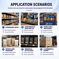 Sacs en plastique laminés personnalisés avec film de scellage arrière pour les collations, les chips, les aliments, le popcorn, les chips de pommes de terre, les emballages de chips